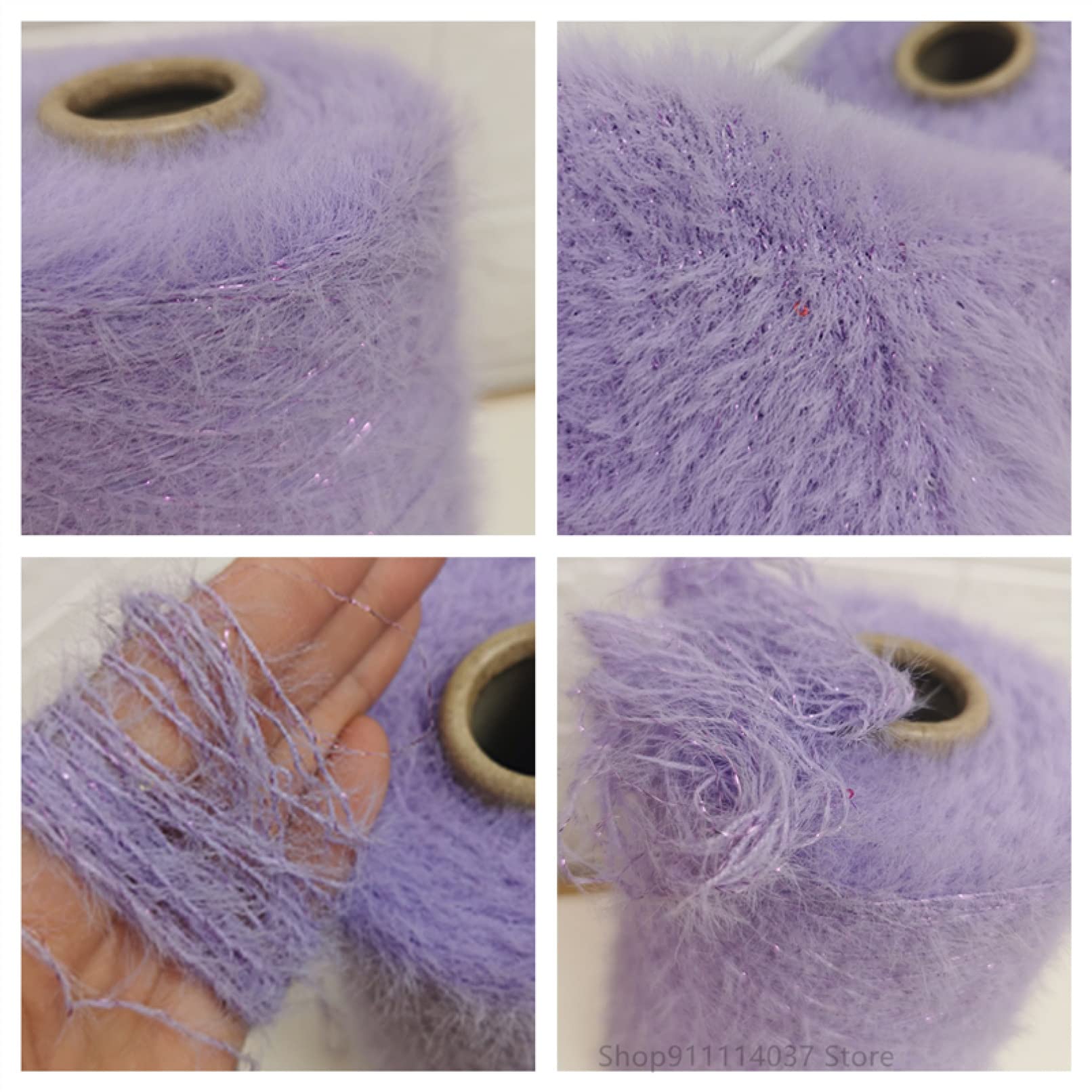 filato, filato per uncinetto, 500g Paillettes dorate imitazione lana visone filato morbido maglione lavorato a maglia scialle filato for maglieria filo all'uncinetto mantenere caldo filato(Purple)