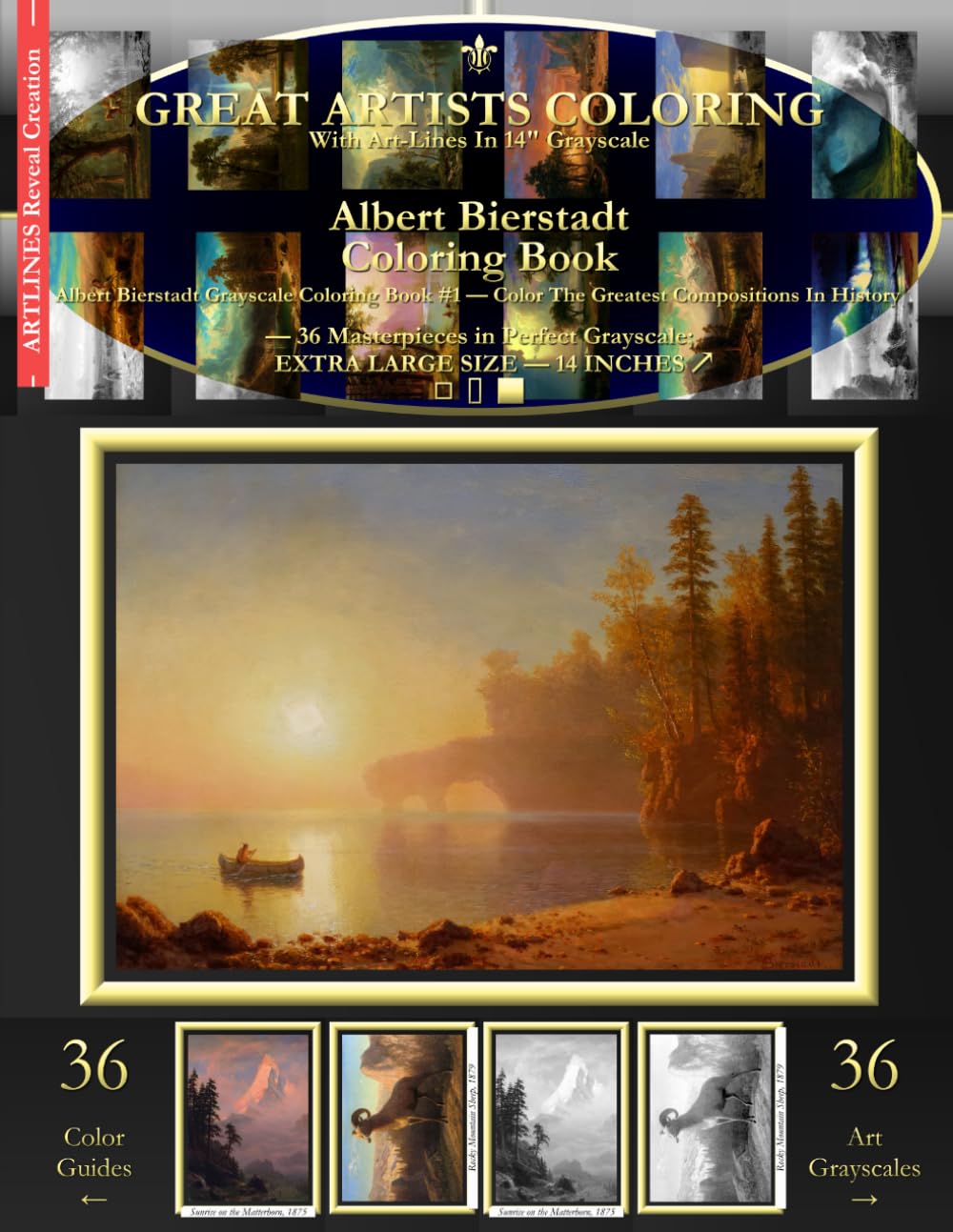 Albert Bierstadt Coloring Book: Albert Bierstadt Grayscale Coloring Book #1 - Color The Greatest Compositions In History