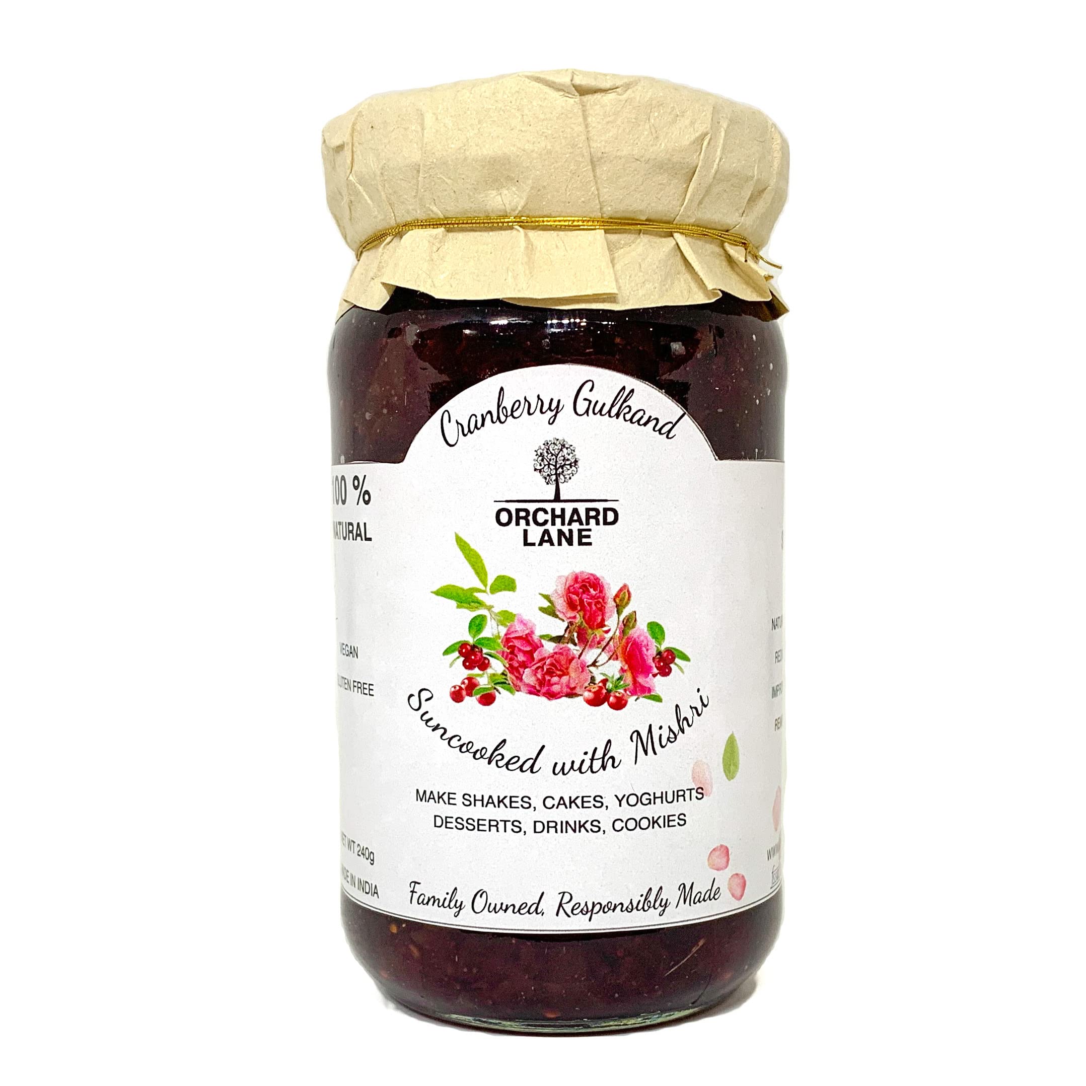 Orchard Lane Cranberry Gulkand | Rose Petal Jam | Mishri Elaichi Gulkand | Suncooked Damask roses from Pushkar | No refined sugar - 240 gm, No Preservatives | Glass Bottle| For Desserts Milkshakes Ice-cream | No added colours (B09ZDTJ3LR) Amazon Price History, Amazon Price Tracker