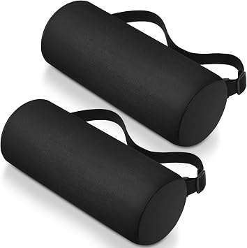 Wenqik 2 Pcs Lumbar Support Pillow Lumbar Roll Lower Pillow Office Seat Cushion with Adjustable Strap and Washable Cover for Travel Gaming Chair Car Seat Pain ReliefBlack