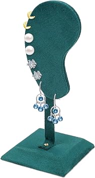 Ear Shaped Earring Organizer, Unique Jewelry Display Stand for Studs and Hoops, Multi-Purpose Hanging Rack for Storage and Vanity Decor Green