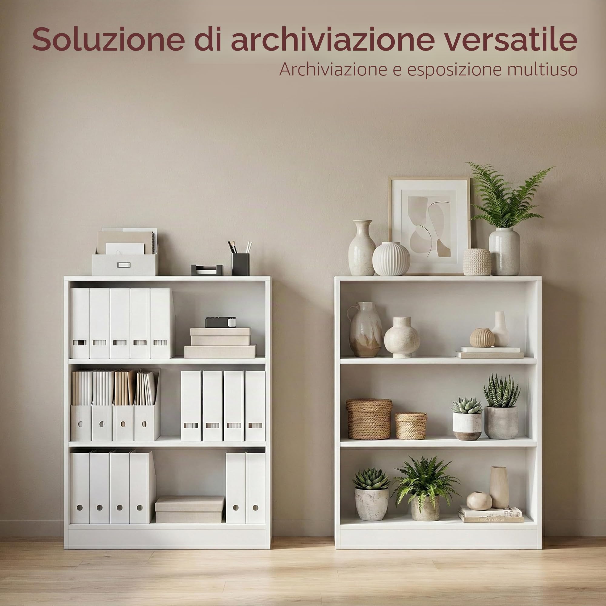 Vida Designs Cambridge 3 Ripiano Low Libreria, Moderno Space-Saving Mobile contenitore for Soggiorno, Camera da letto or Ufficio, Autoportante Design, H75xW60xD24cm (Bianco)