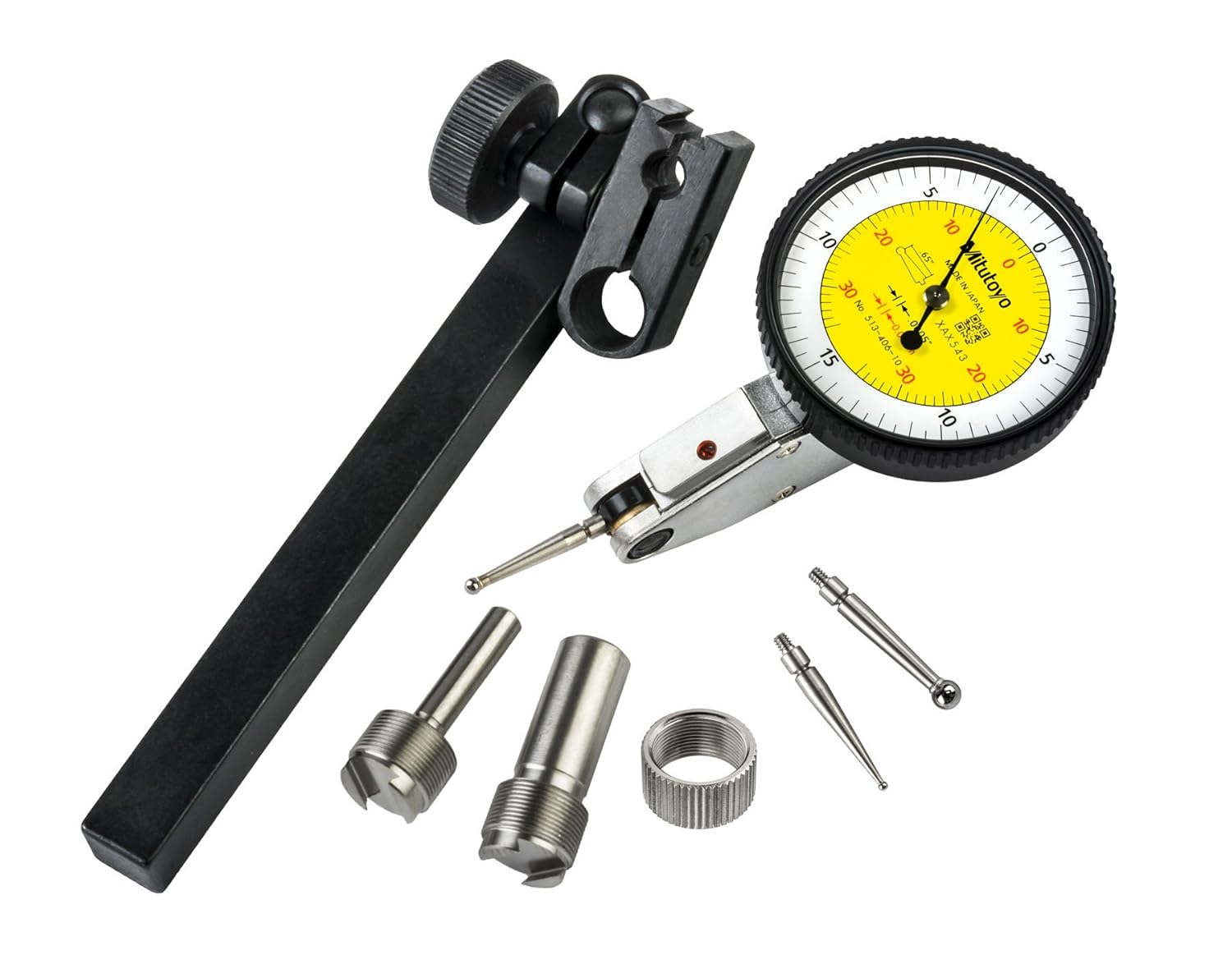 Mitutoyo 513-406-10T DIAL TI, Full, STD 0.03"/0.7 mm, 0.0002" Accuracy, 0.0005"/0.01 mm, Yellow/White