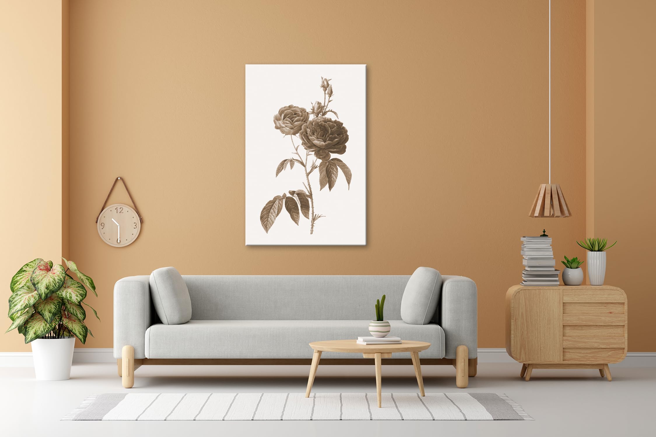 deyoli Obraz na płótnie delikatne płatki róż, klasycznie ilustrowane naturalnym pięknem format: 100 x 70 cm XXL druk artystyczny obraz na blejtramie/obraz ścienny/dekoracja salonu