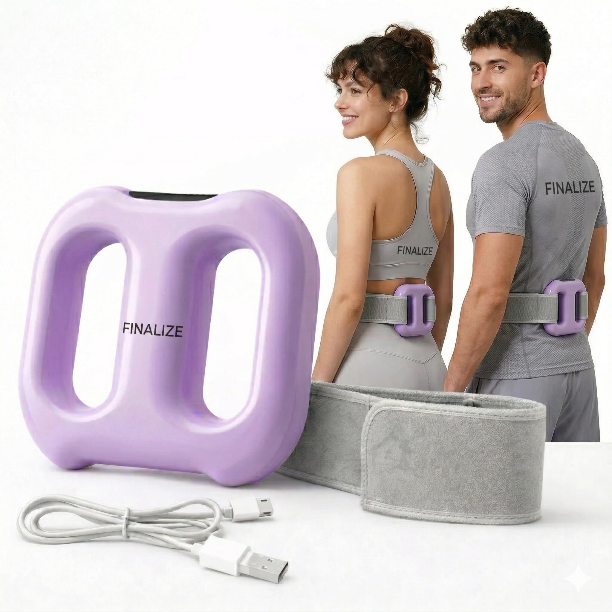 Finalize Fascial Massage Ring Percussion Muscle Ring Massager with Belt for Muscle Relaxation Legs Mini Gun Massager for Full Body Massage | Relief & Relaxation for Men and Women | autometic shut off after 15 min (Purple)