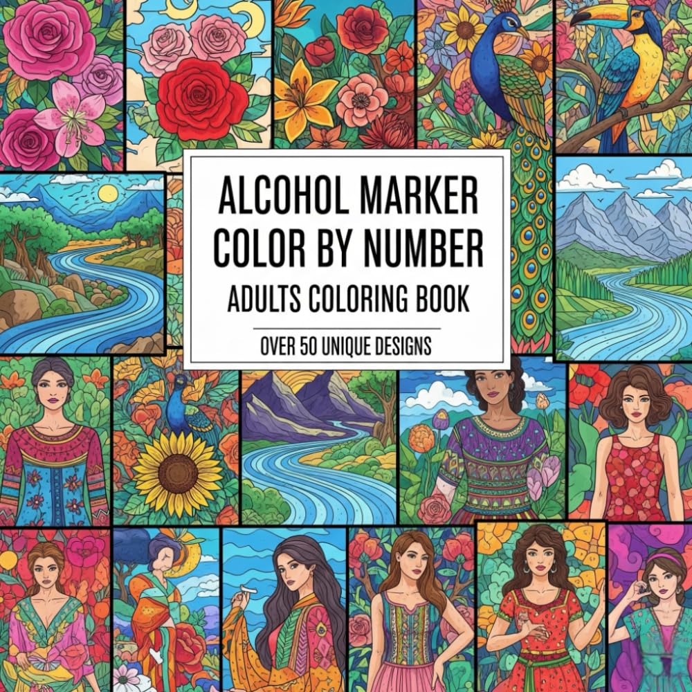 Alcohol Marker Color By Number Adults Coloring Book