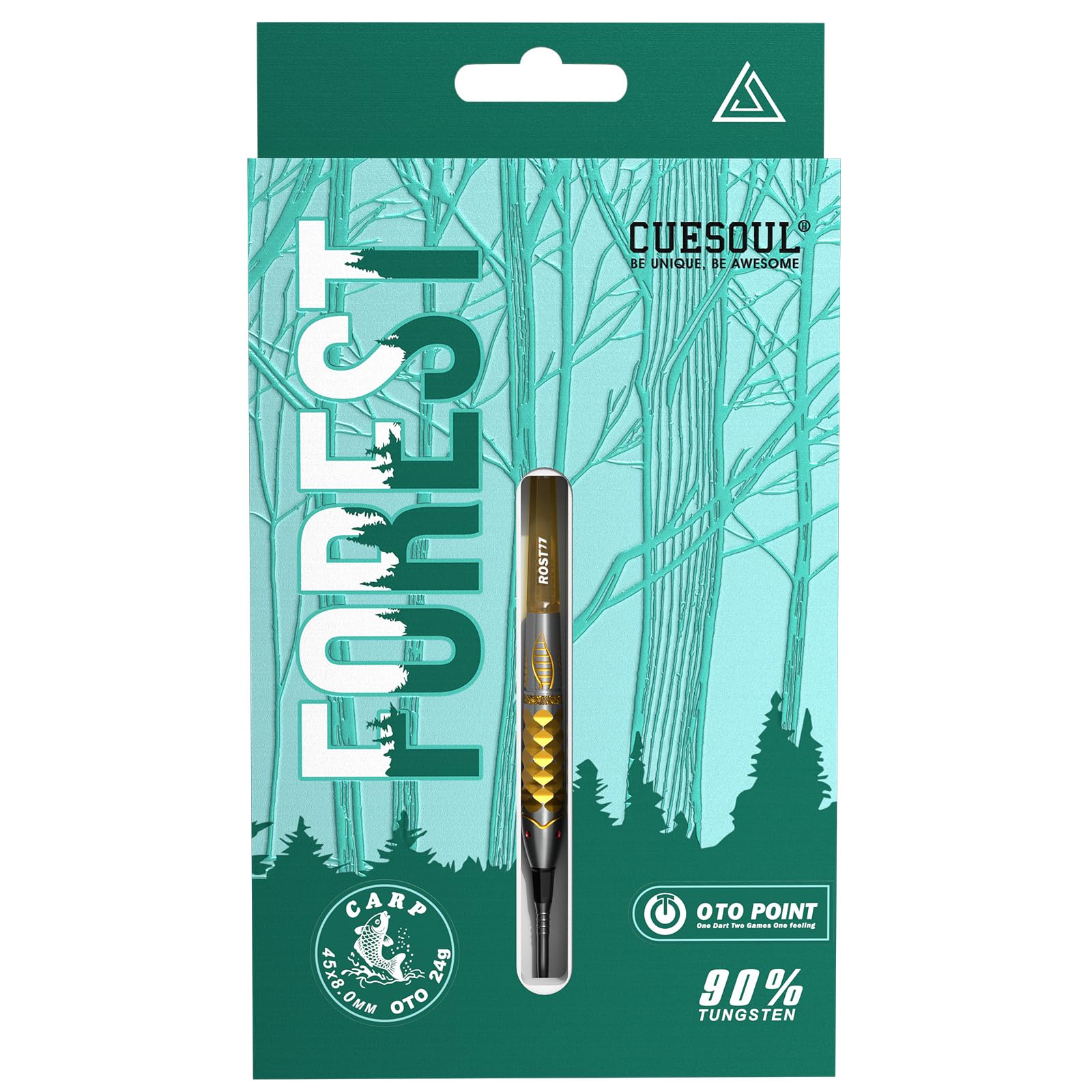 CUESOUL Forest Serie 20/21/22/23/24 g OTO Point 90% Wolfram-Dart-Set mit titanbeschichtetem und integriertem ROST77 Flight