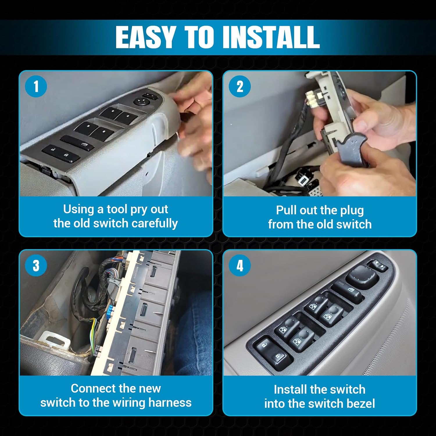 Driver Side Master Power Window Switch Compatible with 2003-2007 GMC Sierra 1500 2500 3500, Chevy Tahoe Suburban Silverado 1500 2500 3500, Power Window Switch Driver Side Replace 15883323, DWS-220