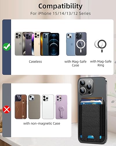 Miniatura 122 de HiWe Cartera MagSafe, cartera magnética más fuerte para iPhone 17/16/15/14/13/12, soporte para 7 tarjetas, RFID delgado minimalista de cuero, 1