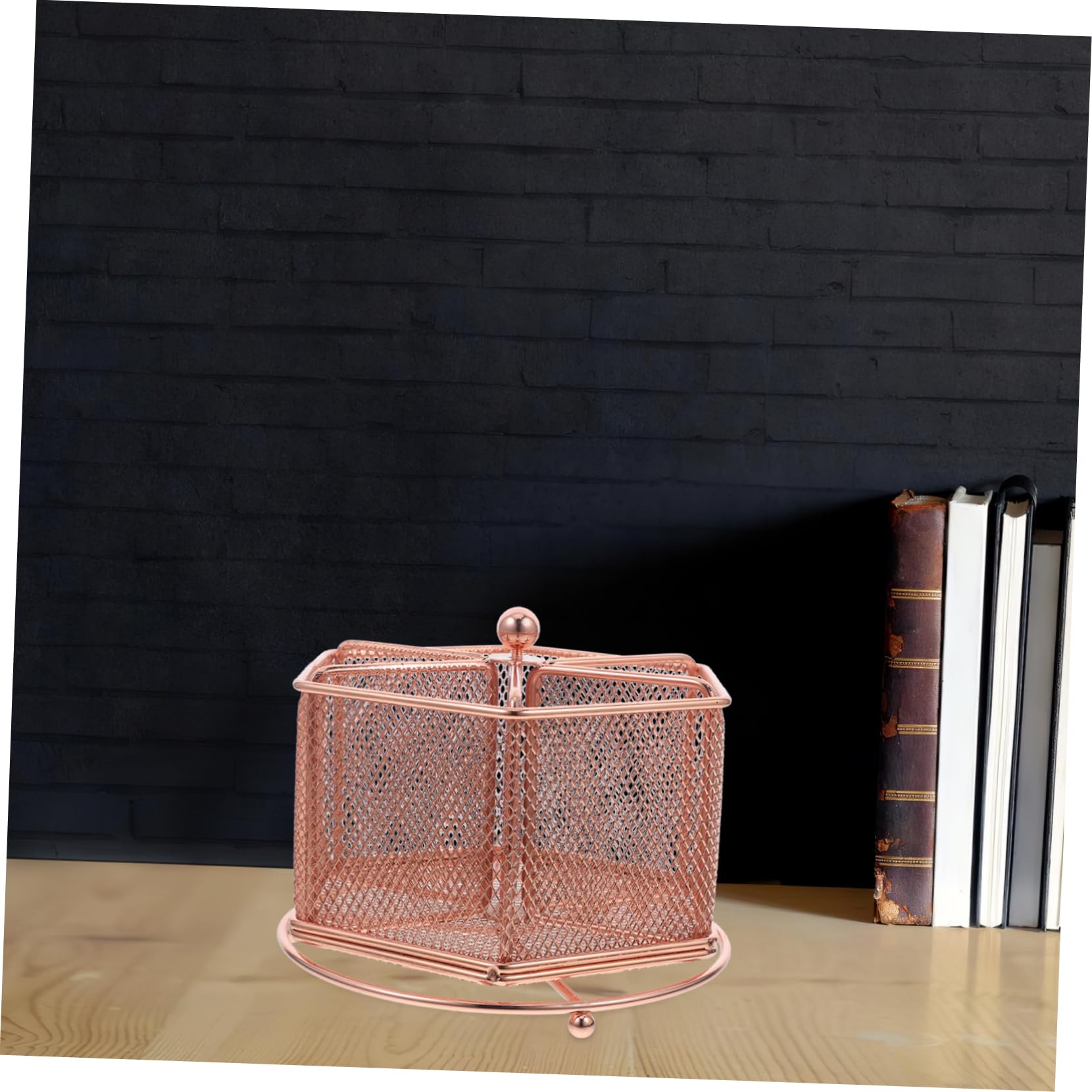 HOMSFOU Drehbarer Stiftehalter mit Pentagonalem Hohlraum Design Organizer Roségold Multifunktional für Büro und Zuhause Eleganter Schreibtisch Organizer zur Stilvollen Aufbewahrung von