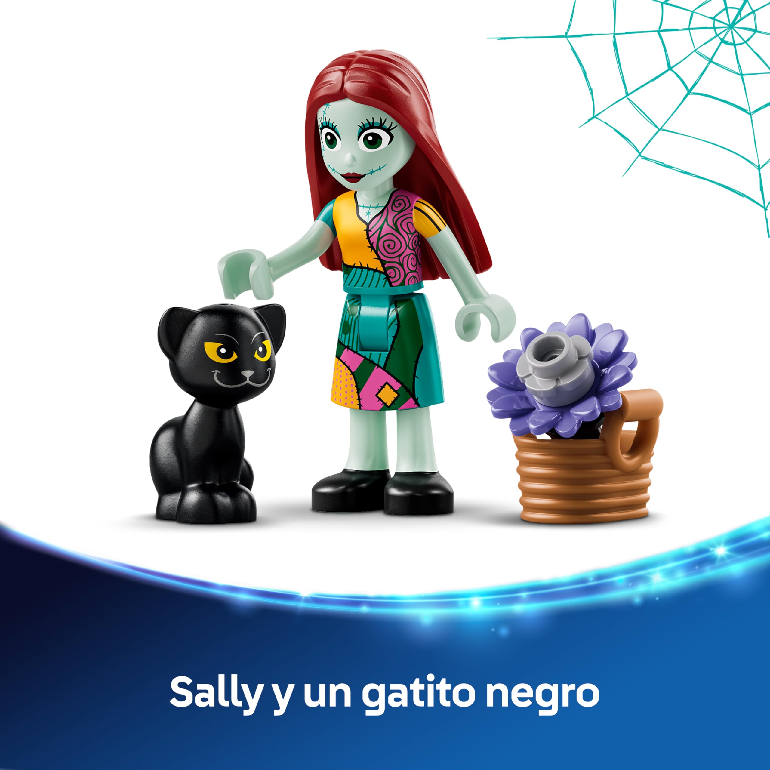 LEGO | Disney Maceta de Sally - Decoración del Dormitorio con 2 Flores Artificiales, Mini Muñeca y Gato Negro de Juguete - Regalo para Niñas de 9+ Años y Fans de Pesadilla Antes de Navidad - 43288