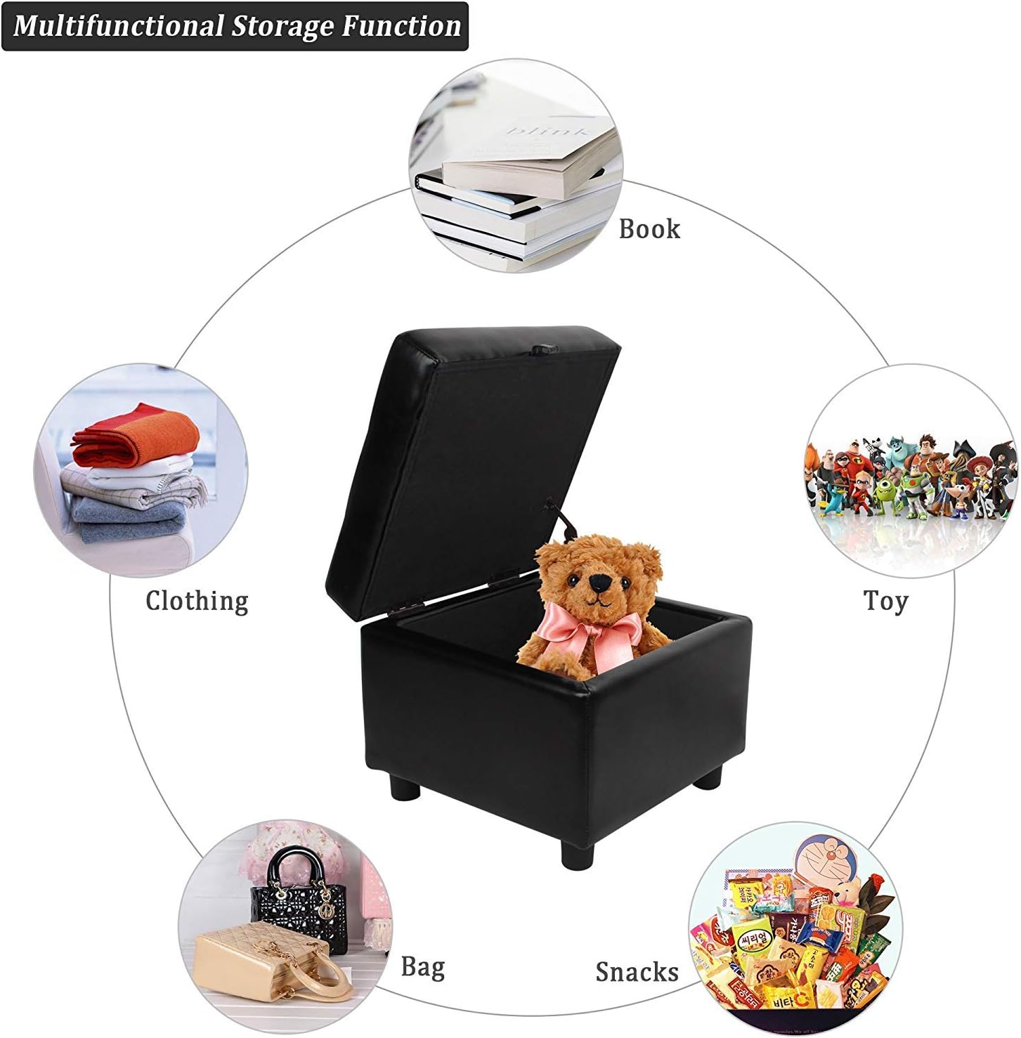 Buy H&B Luxuries Tufted Leather Square Flip Top Storage Ottoman Cube