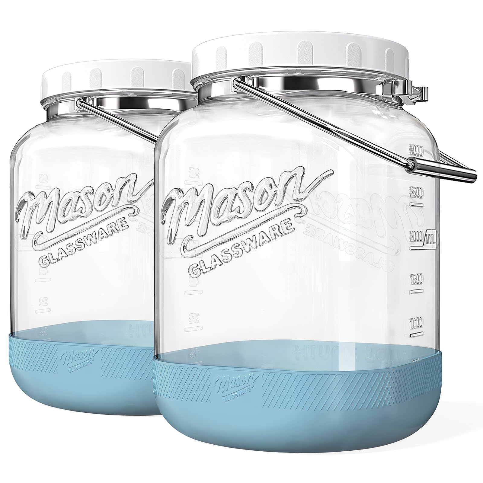 Wide Mouth Mason Jar with Lid 1 Gallon Square 2 Pack