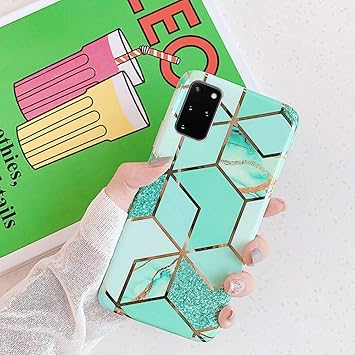 PHEZEN Compatible with Samsung Galaxy S20 Plus Case,Girls Women Bling Marble Print Ultra Slim Soft Silicone Gel Rubber Bumper Case,Shockproof Flexible TPU Marble Protective Case Cover,Green