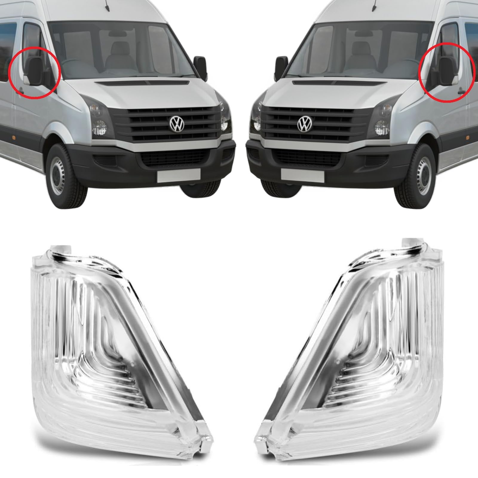 Twowinds Blinker, Seitlicher Rückspiegel Links und Rechts, Kompatibel mit Sprinter 906 (2006-2018), Sprinter 907 910 (ab 2018), Crafter (2006-2016), 2E0953049A 2E0953050A (2er-Set)