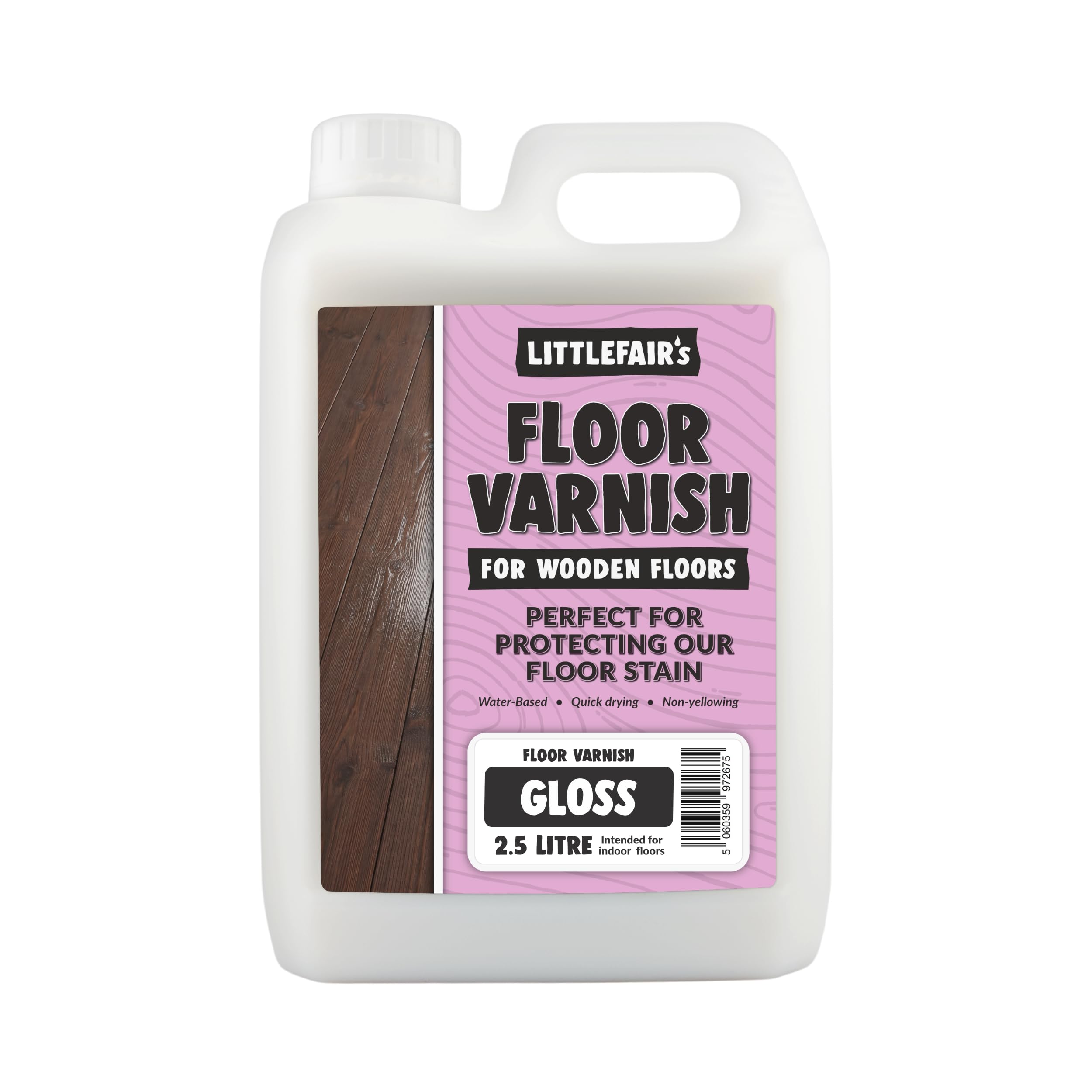 Littlefair's Gloss Littlefair’s Floor Varnish For Wooden Floors 2.5Ltr - Quick Dry, Low Odour & Easy Clean - Tough & Hardwearing Formula - Premium Non-Yellowing Clear Polyurethane Varnish - Versatile Wood Floor Varnish