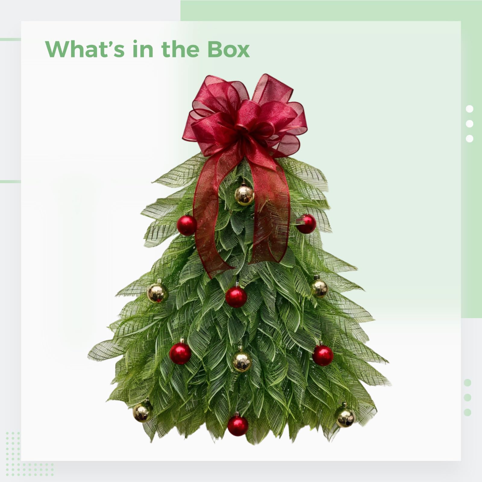 Corona de pino de Navidad con cinta roja, colgador de puerta artificial grande con bolas rojas y doradas, decoraciones de temporada para puerta delantera, ventana, chimenea, exhibición interior y