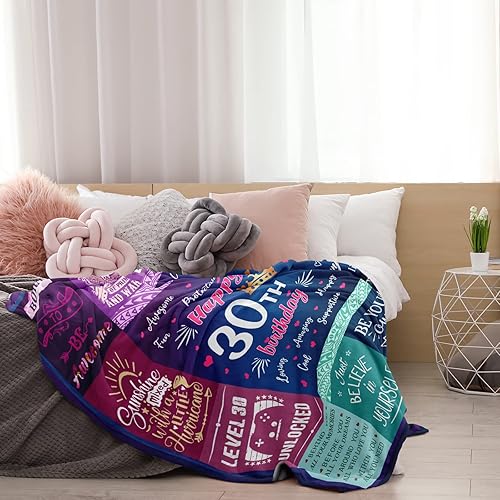 Miniatura 7 de Qotuty Regalos de cumpleaños de 30 años para ellamujer, regalos de cumpleaños de 30 años para mujer, manta de 60 x 50 pulgadas, regalos de