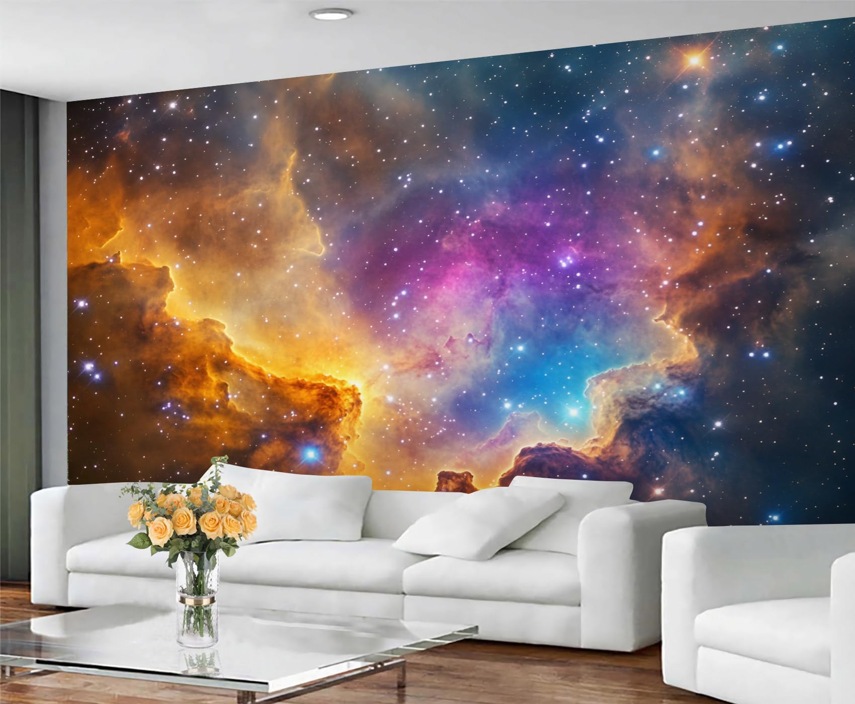 GIVLWF Wallpaper - Galaxy Home Decor & Mural, Outer Space Landscape Bedroom Wallpaper, Wall Paper for Living Room, Large Wall Mural - Not Self-Adhesive, Fantasy Nebula