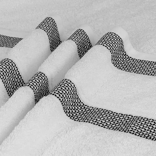 Miniatura 9 de CASA COPENHAGEN Solitaire Mix - Juego de toallas de 6 piezas, color blanco + gris pino, 21.16 ozm, 2 toallas de baño, 2 toallas de mano y 2 toallas