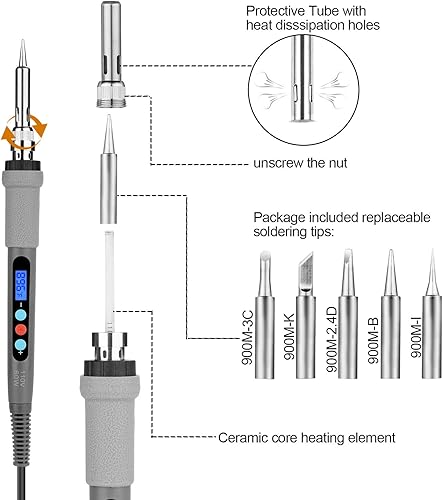 Miniatura 2 de Soldador de soldadura con pantalla LCD termostática control digital y pantalla LCD temperatura de 60 W ajustable de 3560F356 -8960F896  con 5 brocas