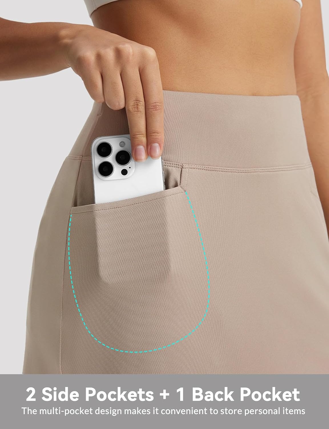 baleaf Women's 17" Golf Skirts 3 Pockets High Waisted Stretchy Tennis Athletic Skorts Workout Running Casual Summer - Image 5