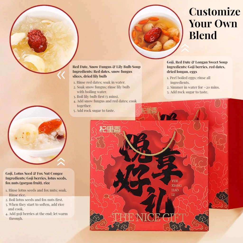 Set Regalo Di Tisane | Scatola Regalo Cinese | 7 Ingredienti Premium 1496g (52,77oz) | Assortimento Tradizionale | Tisana