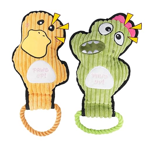 2-Pack Crinkle and Squeaky Dog Toys & Tough Tug of