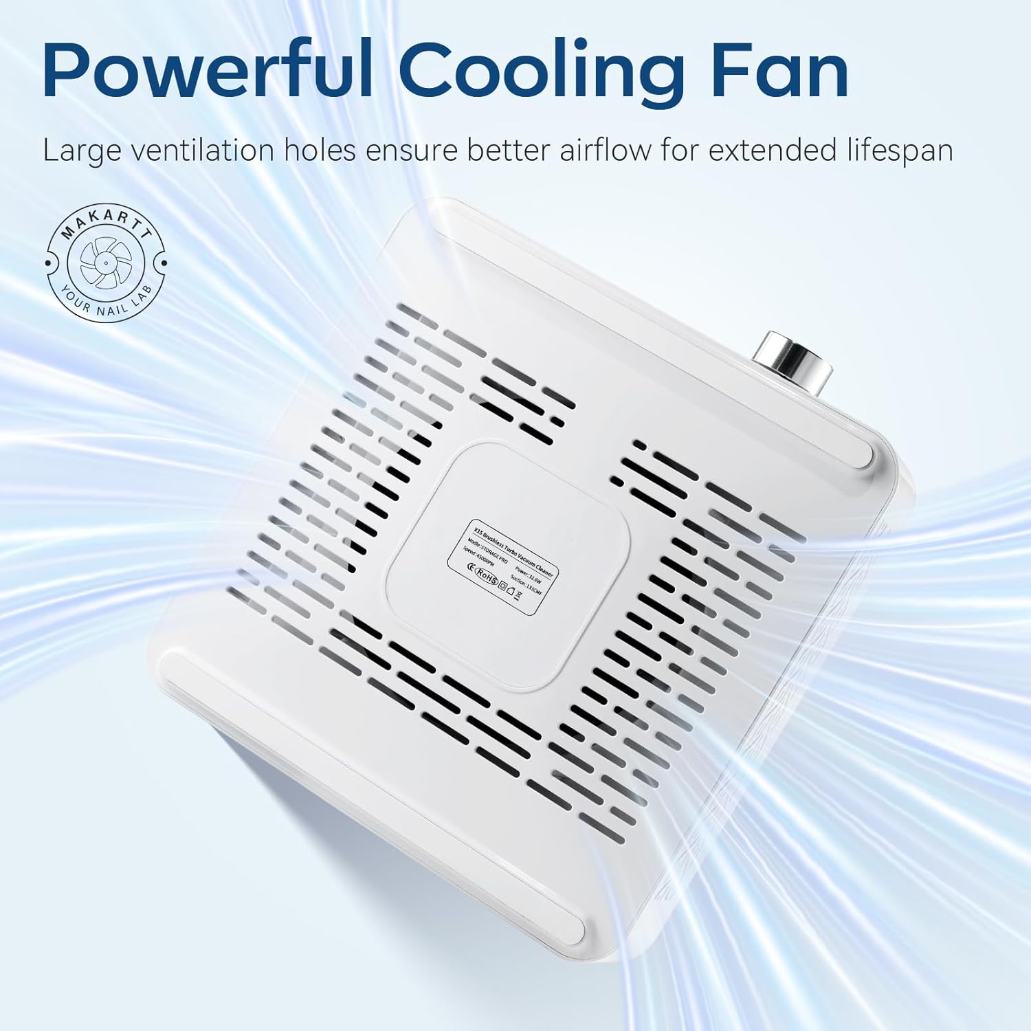 Makartt Nail Dust Collector - Nail Fan Dust Collector Nail Tech Quiet Vacuum, Professional Cordless Rechargeable Extractor, Easy to Clean with Powerful Suction, LCD & Reusable Filter (DACCAL)