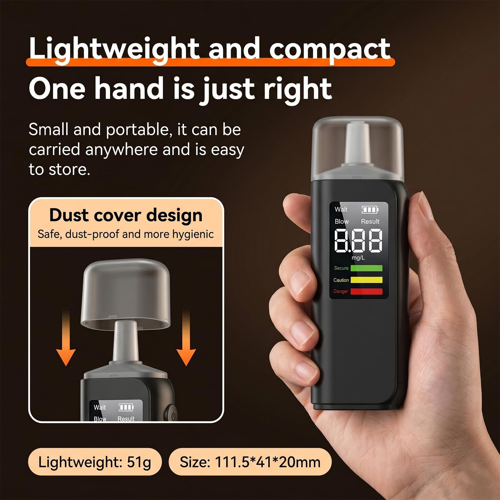 Alkoholtester, Promillemessgerät mit Digitaler LCD-Anzeige, 5 Mundstücke, für Auto & Zuhause
