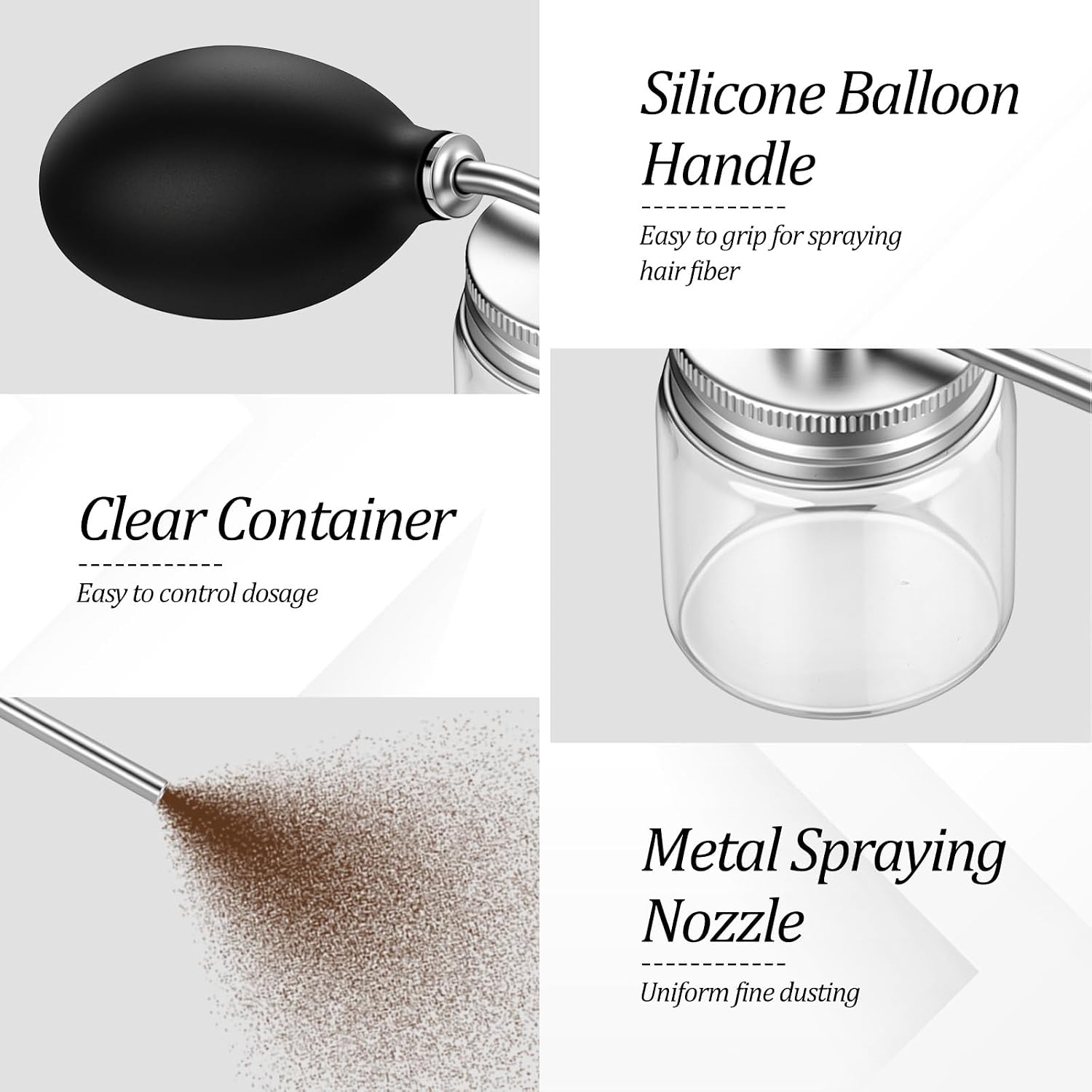 Powder Spray Bottle,Hair Building Fiber Spraying Bottle Refillable Powder Spray Bottles for Hair Building Fibers Dry Shampoo & Cosmetic Powders