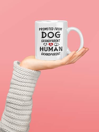 Miniatura 6 de Pregnancy Announcement Gifts for Grandparents. Promoted from Dog Grandparent to Human 11 Ounce Mug. Gift Idea for Baby Reveal to Grandma or Grandpa