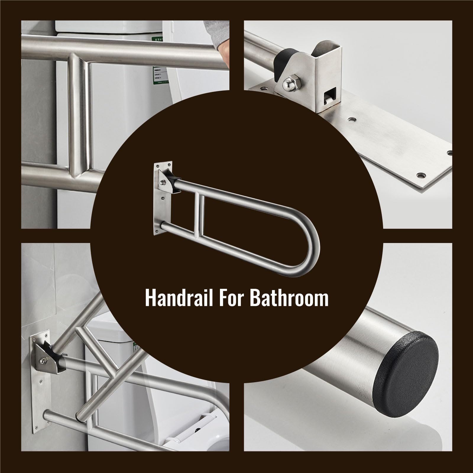 Barra Baño Blanco, Barra de Apoyo para Inodoro Acero Inoxidable Asidero de Seguridad Abatible 60cm Asa Antideslizante Manija de la Ducha Barras Sujeción 60cm/23.6in