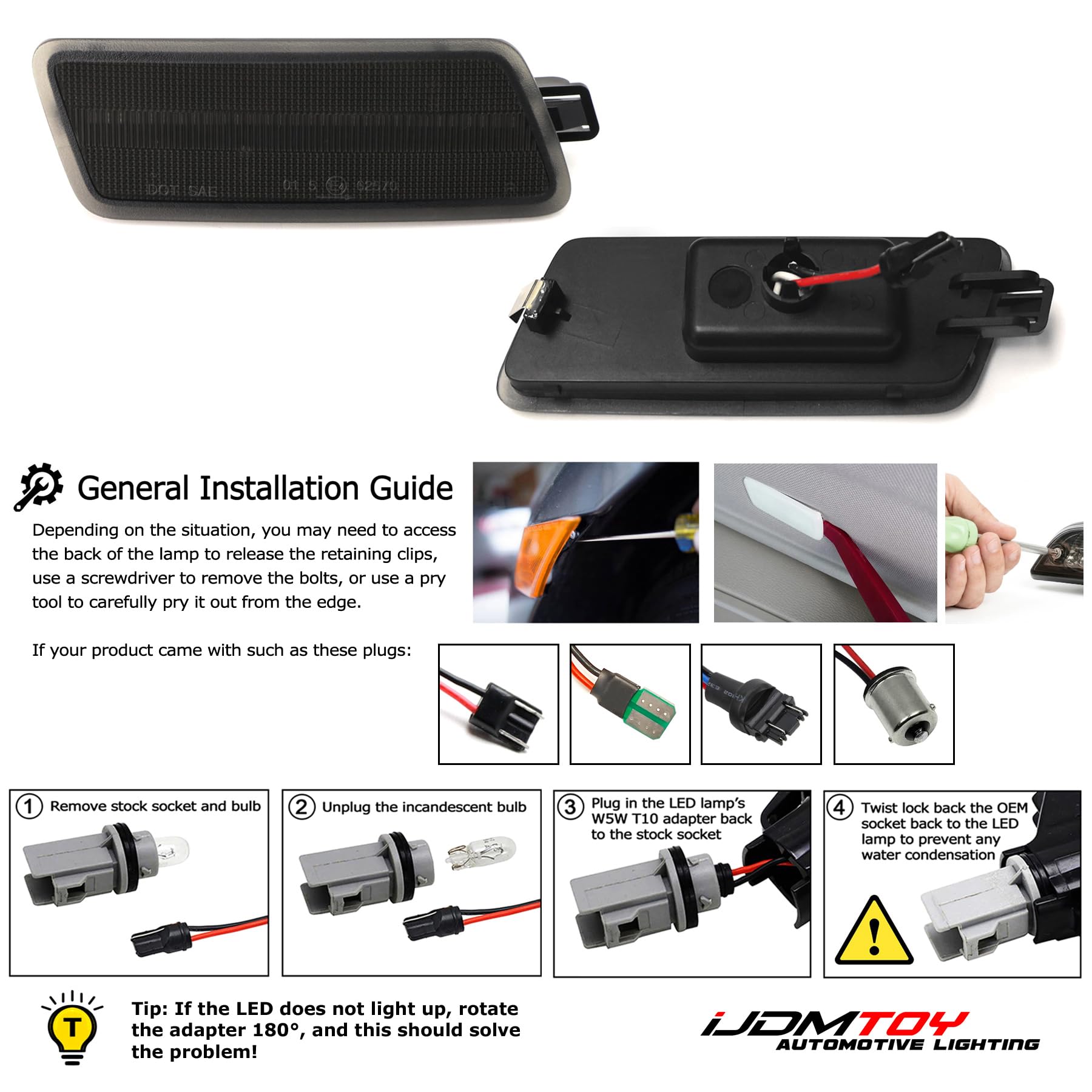 Amazon.com: iJDMTOY Dark Smoked Lens Amber Full LED Bumper Side
