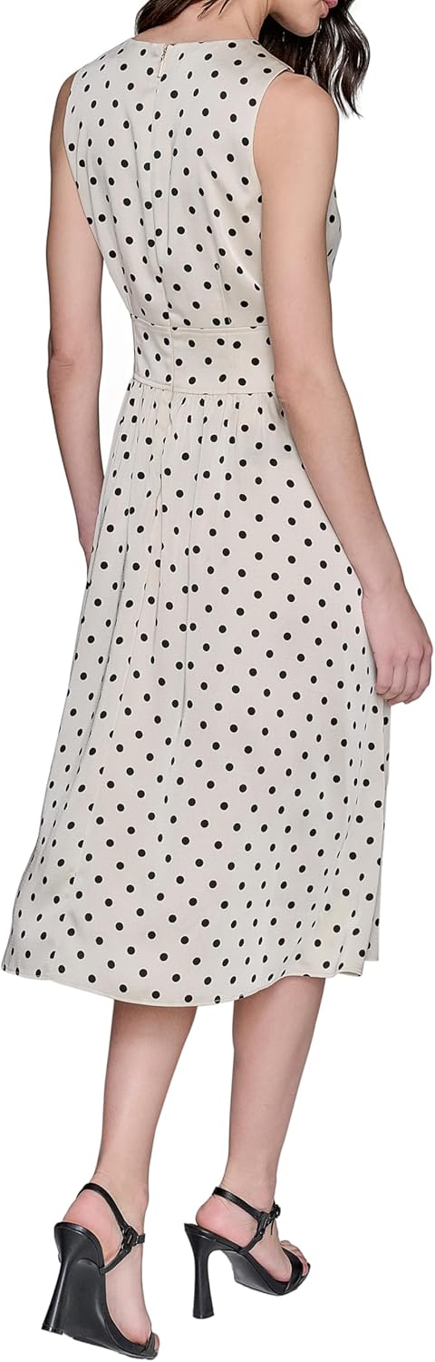 Karl Lagerfeld Womens Polka Dot Print Sleeveless Midi Dress - Image 4