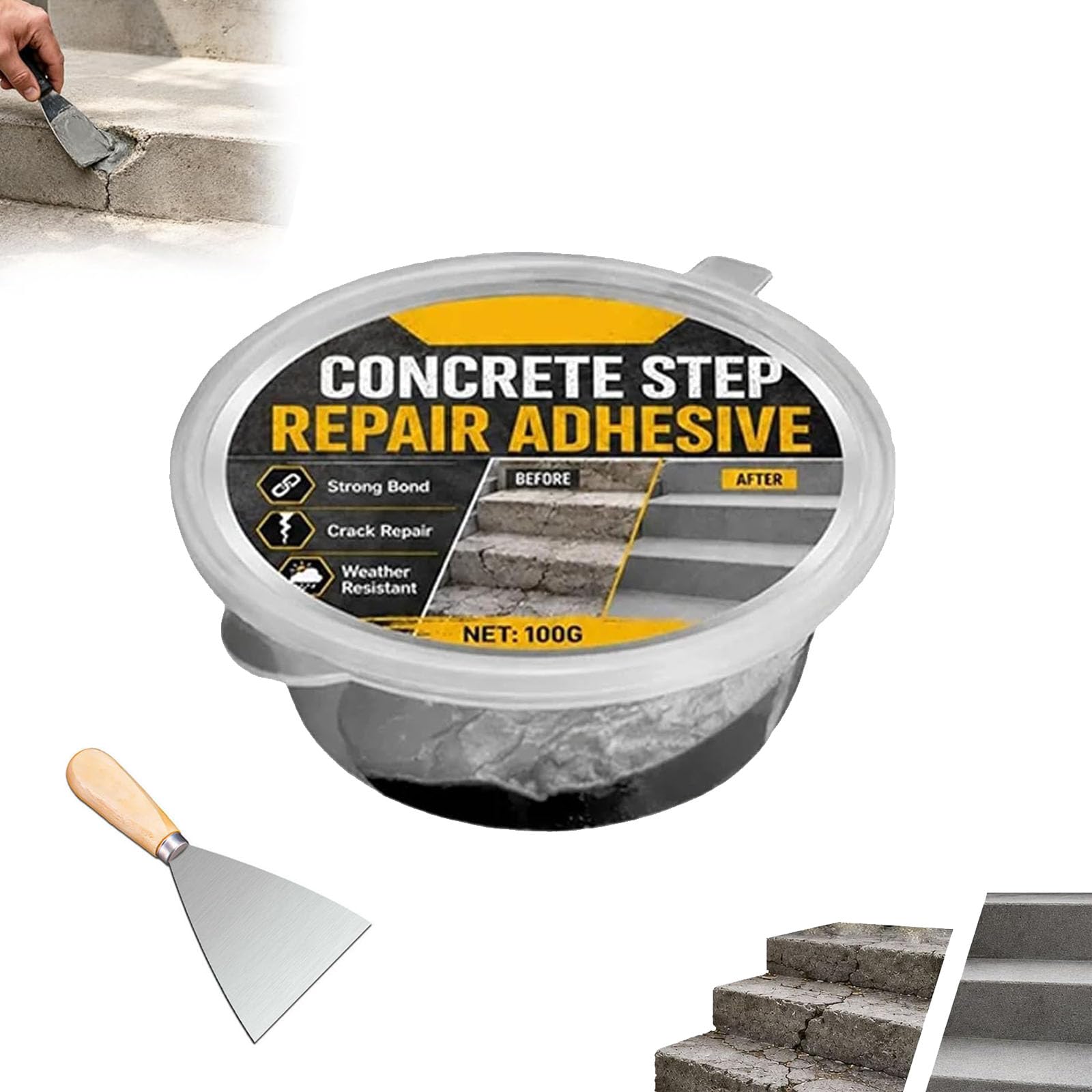 Concrete Step Repair Adhesive, Fast-Drying Concrete Repair Filler (1PC)