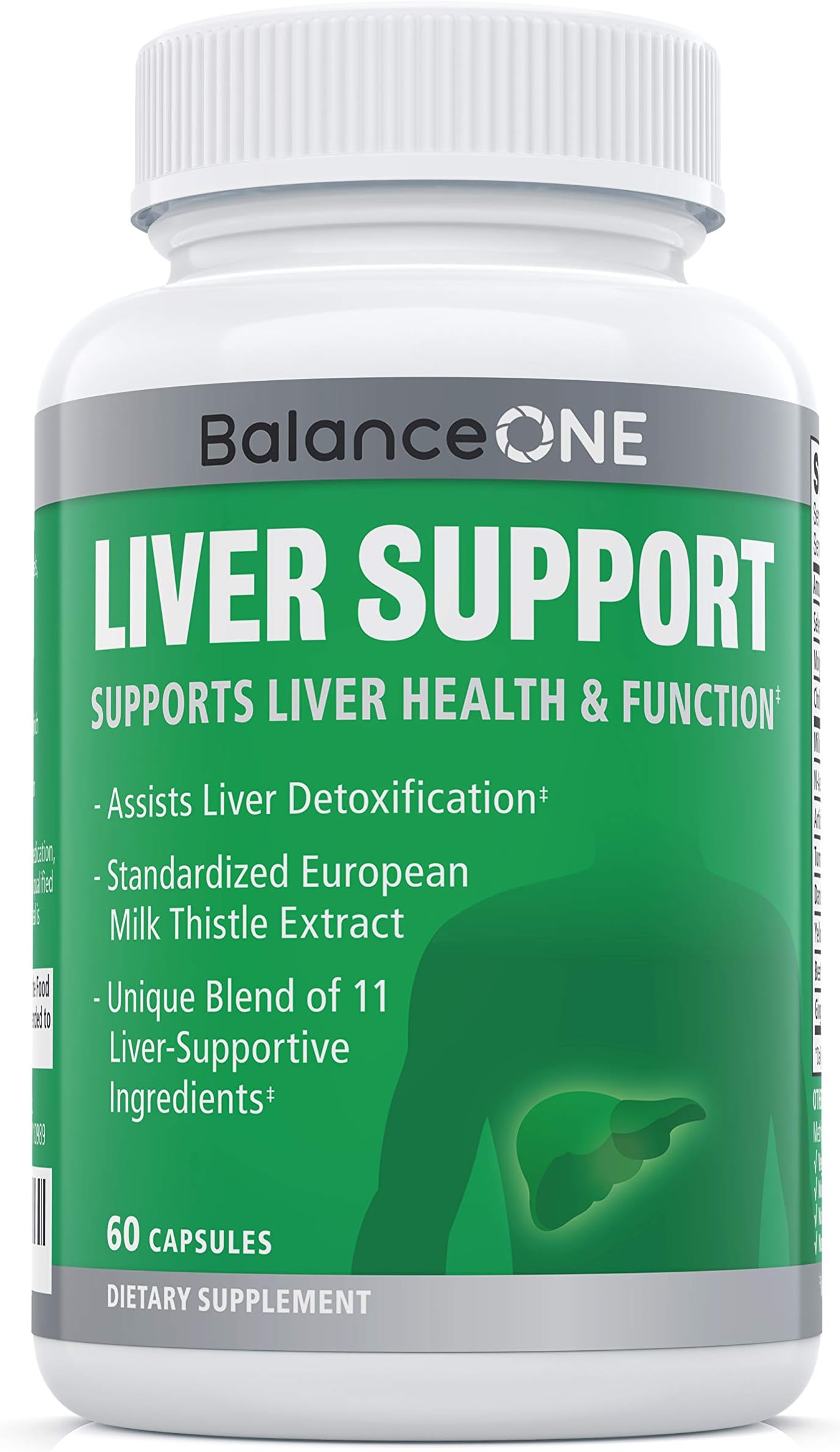 Liver Support by Balance ONE - 11 Antioxidant Ingredients to Promote Liver Health - Milk Thistle, Molybdenum, Dandelion, Artichoke - Vegan, Non-GMO - 30 Day Supply