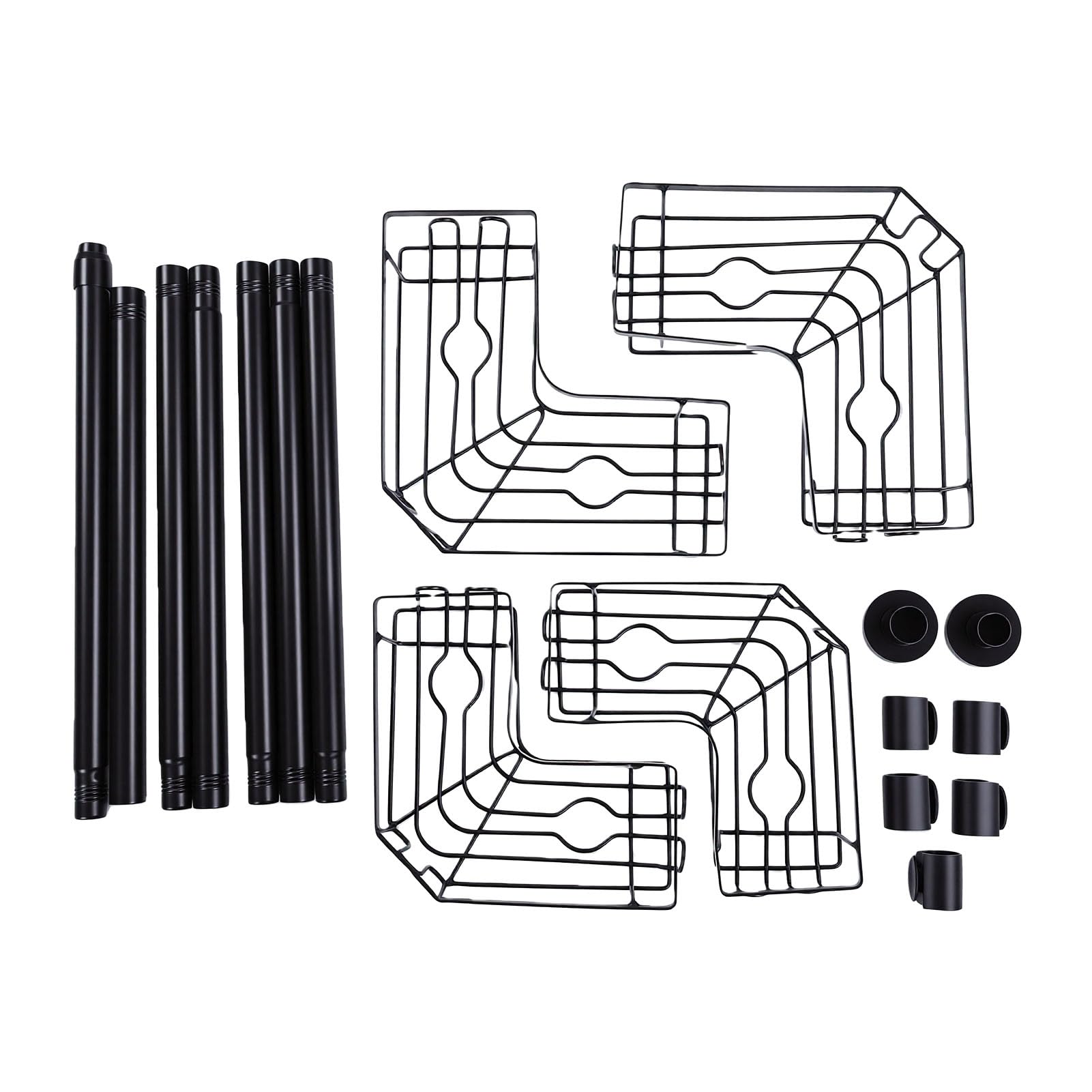 Cesta de Ducha de Esquina de Acero Inoxidable con 4 Cestas (Negro)