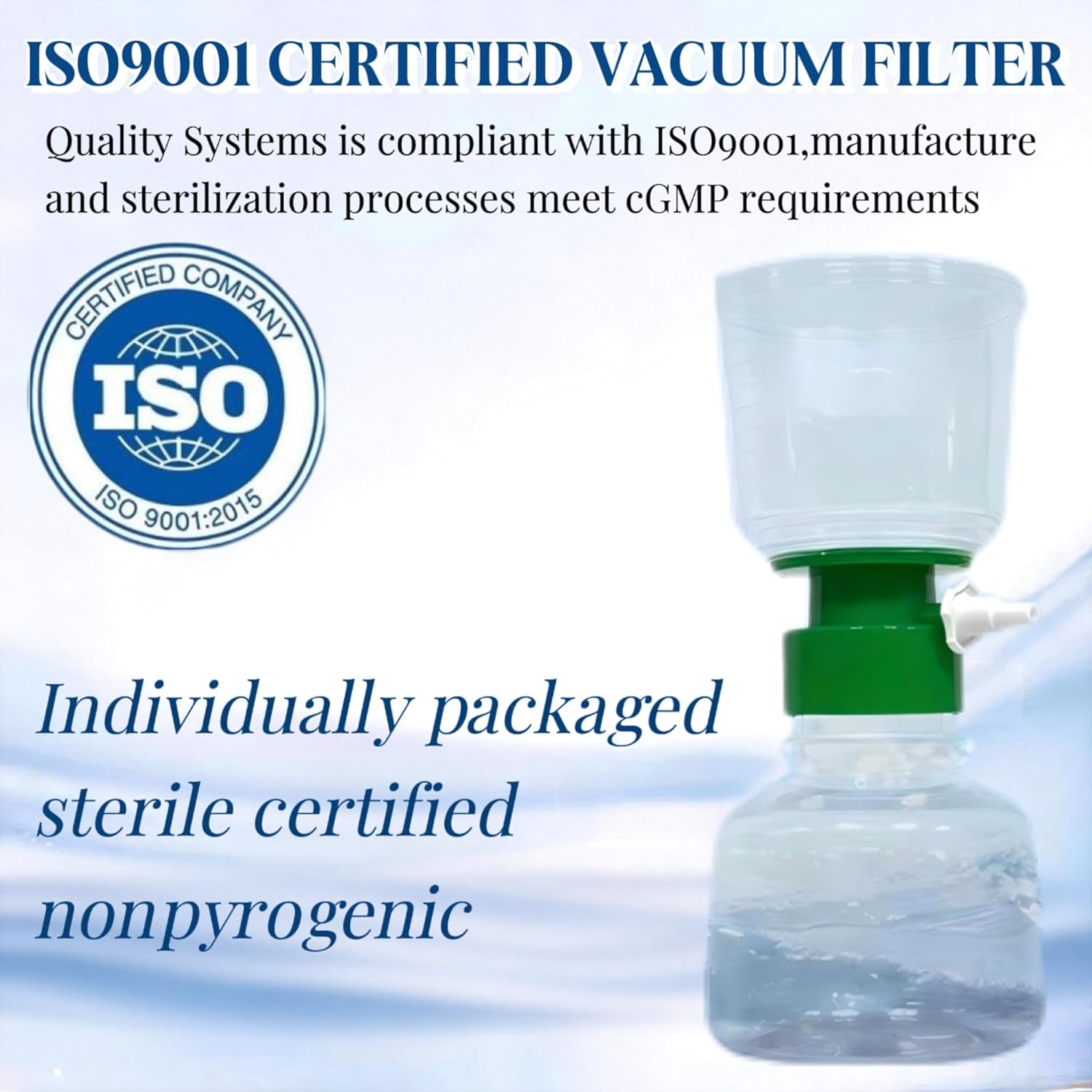 500ml Sterile Disposable Vacuum Filter Units with 0.22um PES Membrane(1PCS)
