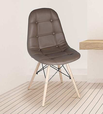 Finch Fox Modern Tufted Wood Legs DSW Dining/Cafe Side Chair (Dark Brown) Color