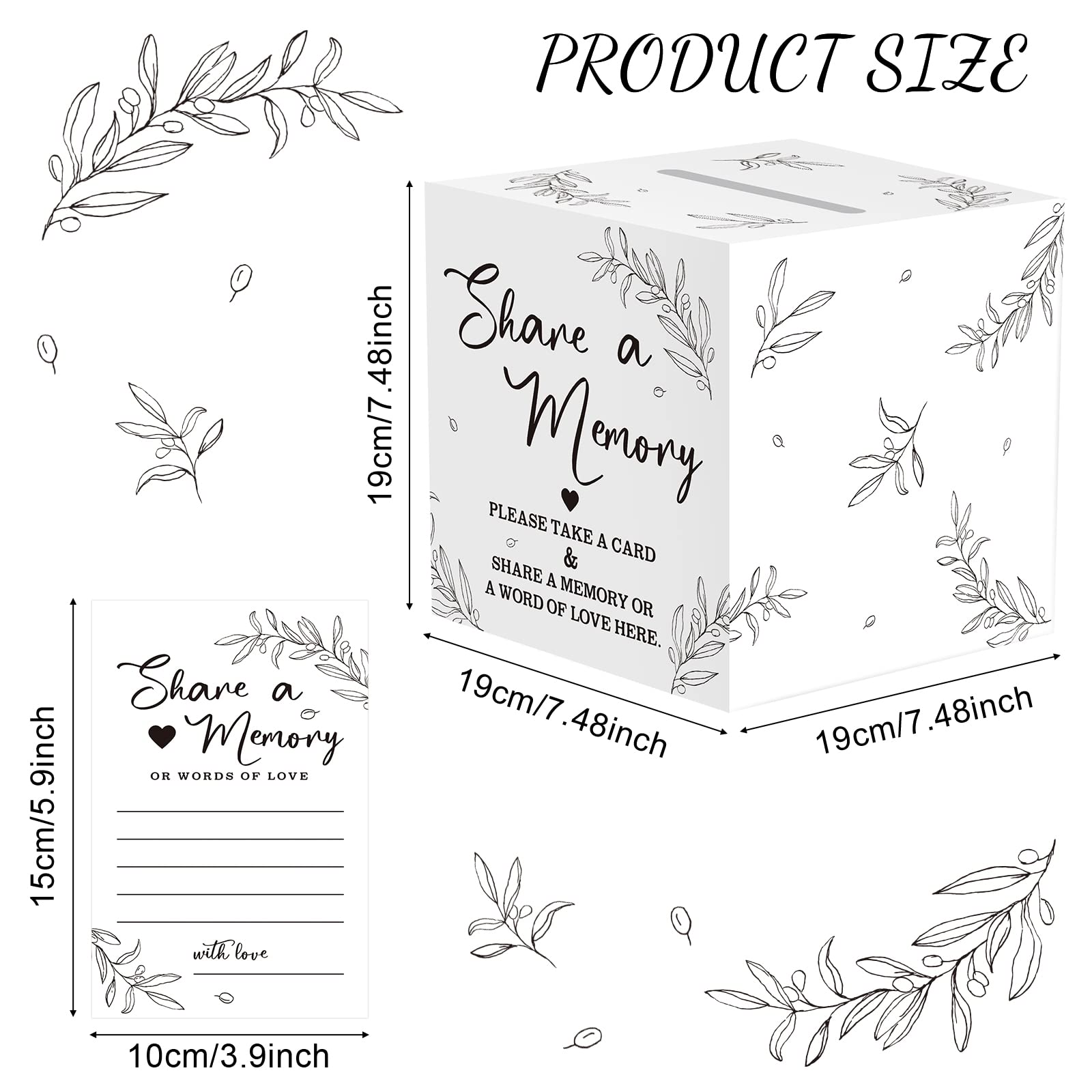 Pajean 50 Pcs Greenery Share a Memory Cards for Collections of Life, Memory Cards Box Guest Card Ideas for Funeral Graduation