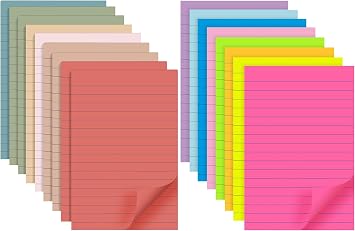 YEECOK 4x6 Lined Sticky Notes, 329 Count, Pastel Colors, Special Technology