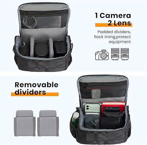 Miniatura 2 de TARION Bolsa para cámara DSLR, bolsa de mensajero pequeña para cámara DSLR, bolsa de hombro para cámara, bolsa para dispositivos, bolsa cruzada para