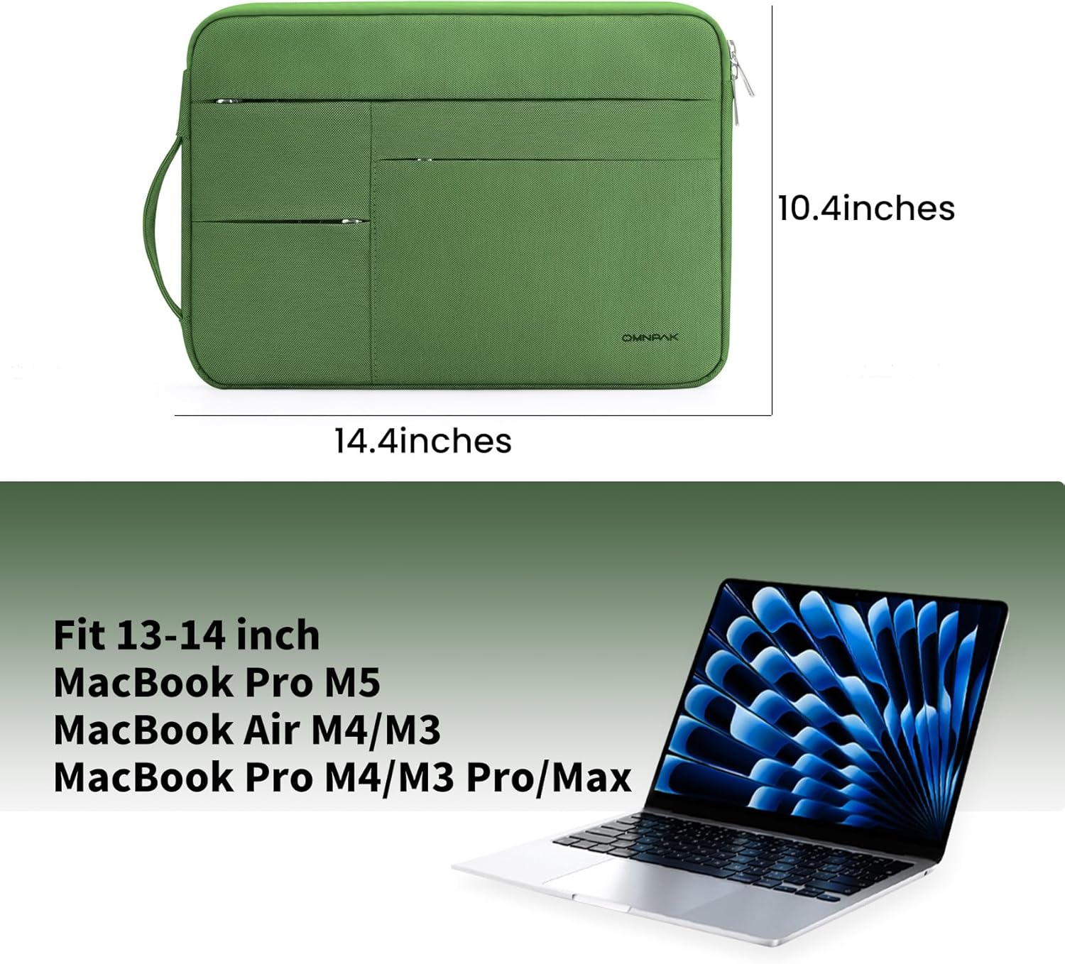 Omnpak for 13.6 inch MacBook Air Case Sleeve Compatible with MacBook 13 inch, 14-inch New MacBook Pro M5/M4/M3/M2/M1 Pro/Max, Water Repellent Laptop Case with Handle - Image 2