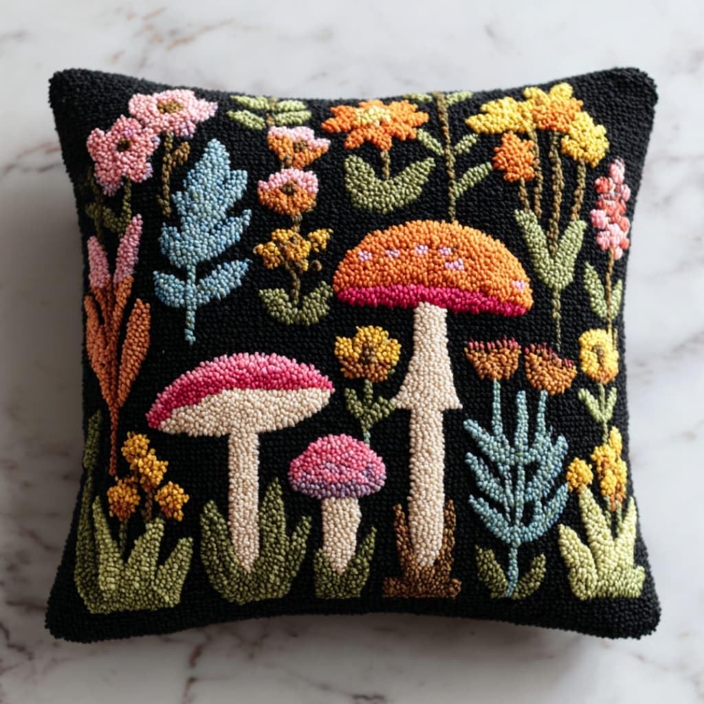 WallustrioaW DIY Latch Hook Pillow Kit,Sunflower Pillowcase Kits Embroidery Kits 17X17 Inch DIY Needlework Pillow Cover Sofa Cushion Rug Making
