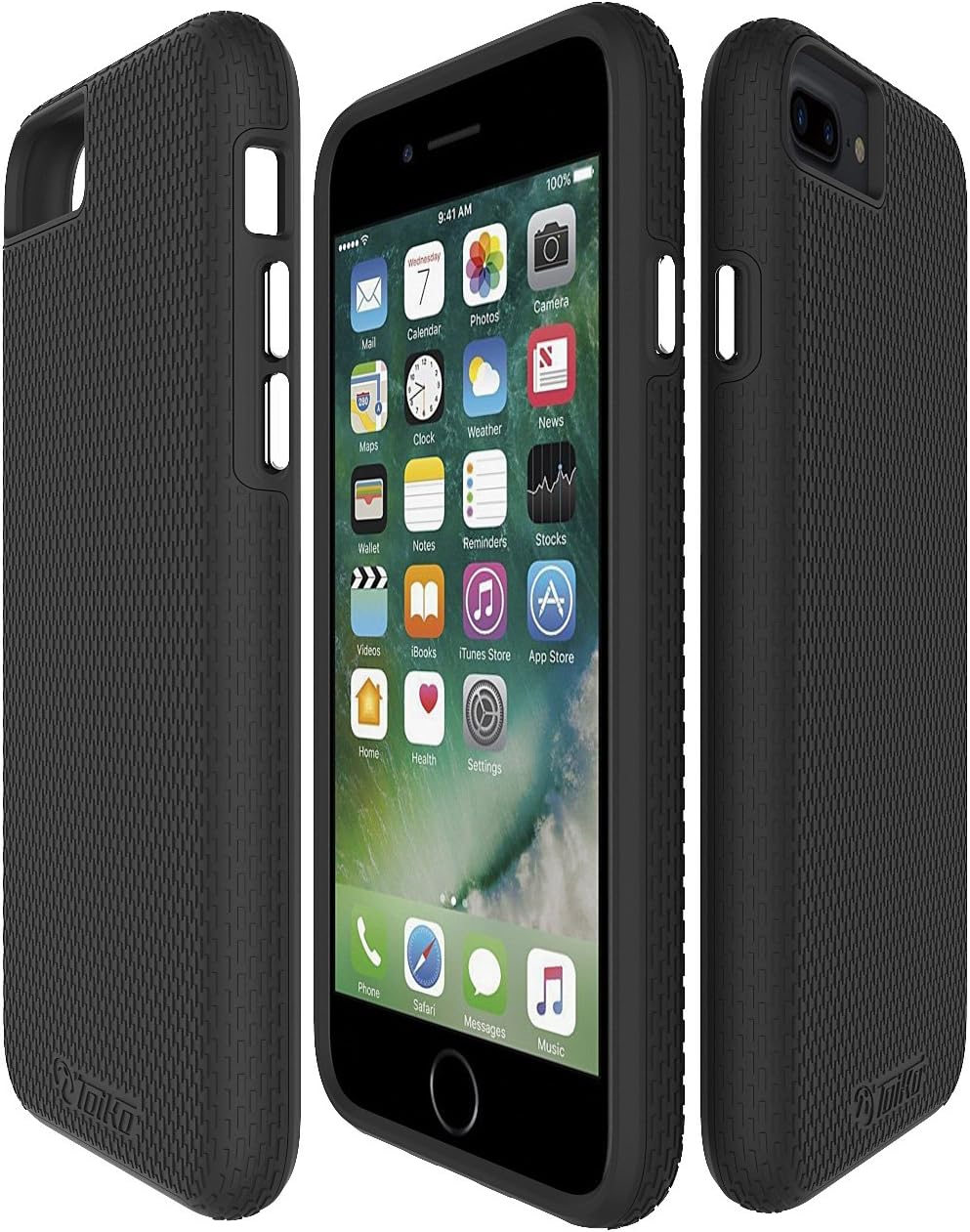 Toiko [X-Guard] iPhone6 Plus iPhone7 Plus Case iPhone 8 Plus Case Black Full Coverage Premium Two Layers Protection Resilient Shock Absorption
