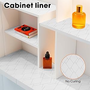 Gopas Drawer and Shelf Liner for Kitchen Cabinets Non-Adhesive, Non-Slip Cabinet Liner Shelf Paper Strong Grip Waterproof Easy to Clean for Kitchen Shelves Cupboard,Silver Rhombus,12IN X 30FT