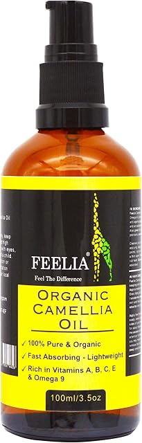 Feelia - Organic Camellia Oil - Cold Pressed, Rich in Vitamins A, B, C, E & Omega 9, Fast Absorbing - Lightweight, 100% Pure & Organic