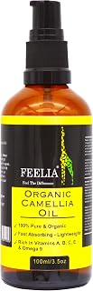 Feelia - Organic Camellia Oil - Cold Pressed, Rich in Vitamins A, B, C, E & Omega 9, Fast Absorbing - Lightweight, 100% Pure & Organic - 100ml