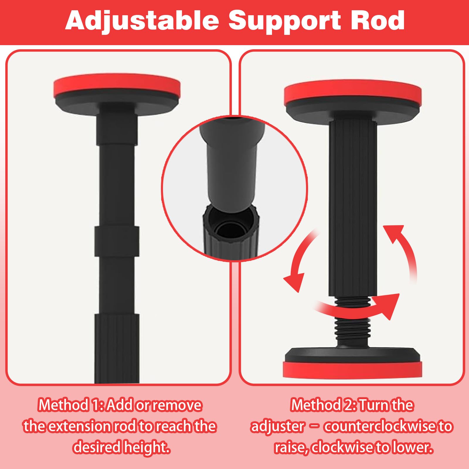 Supporti regolabili in altezza, supporto telescopico, asta di supporto regolabile per armadio, divano, lavandino, portata fino a 200 kg, altezza regolabile da 18 a 45 cm, supporto da soffitto per